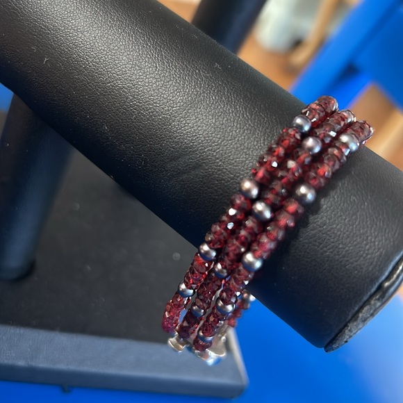 Three Strand Garnet Bracelet - Picture 2 of 5